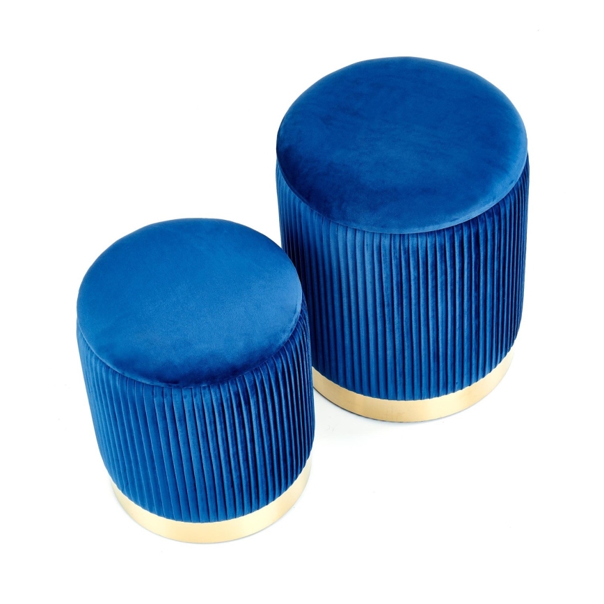 SETTI 2x Tabouret MONTY halkaisija 36/66 cm sininen/kulta