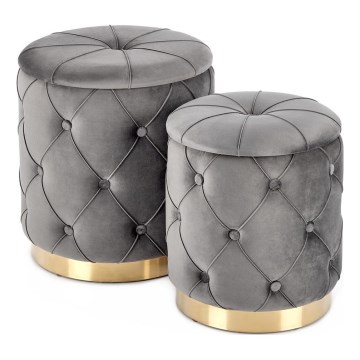 SETTI 2x Tabouret POLLY halkaisija 40/44 cm harmaa/kulta