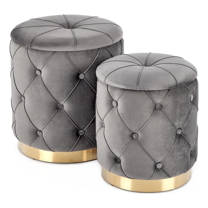 SETTI 2x Tabouret POLLY halkaisija 40/44 cm harmaa/kulta