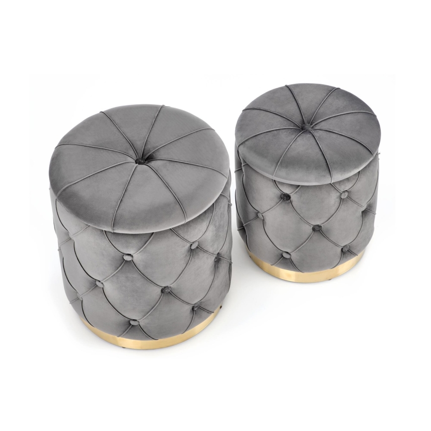 SETTI 2x Tabouret POLLY halkaisija 40/44 cm harmaa/kulta