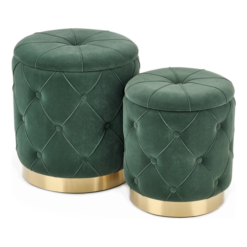 SETTI 2x Tabouret POLLY halkaisija 40/44 cm vihreä/kulta
