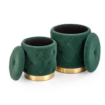 SETTI 2x Tabouret POLLY halkaisija 40/44 cm vihreä/kulta