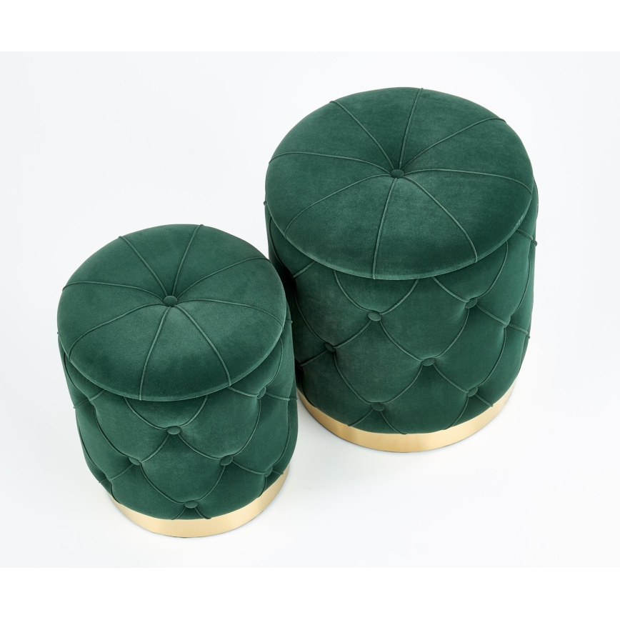 SETTI 2x Tabouret POLLY halkaisija 40/44 cm vihreä/kulta