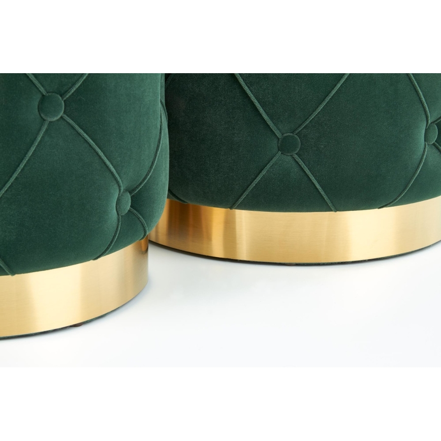SETTI 2x Tabouret POLLY halkaisija 40/44 cm vihreä/kulta