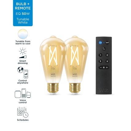 SETTI 2x Himmennettävä LED-polttimo ST64 E27/7W/230V 2000-5000K CRI 90 Wi-Fi + kauko-ohjaus - WiZ