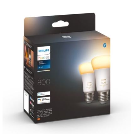 SETTI 2xLED Himmennettävä polttimo Philips Hue WHITE AMBIANCE E27/6W/230V 2200-6500K