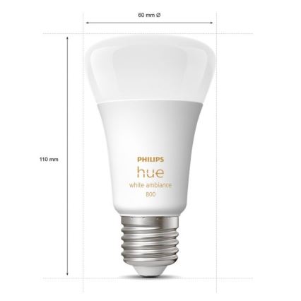 SETTI 2xLED Himmennettävä polttimo Philips Hue WHITE AMBIANCE E27/6W/230V 2200-6500K