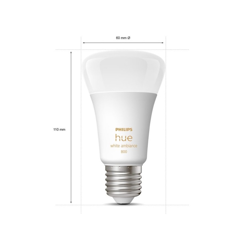 SETTI 2xLED Himmennettävä polttimo Philips Hue WHITE AMBIANCE E27/6W/230V 2200-6500K