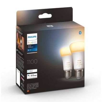 SETTI 2xLED Himmennettävä polttimo Philips Hue WHITE AMBIANCE E27/8W/230V 2200-6500K