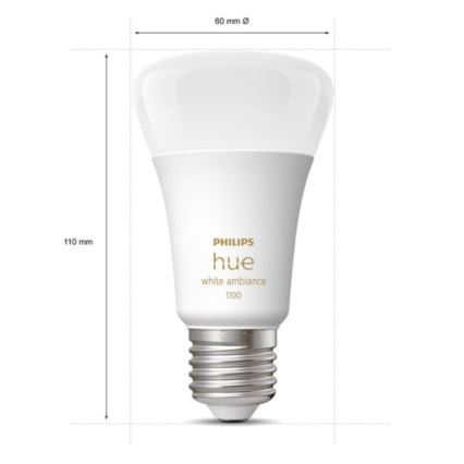 SETTI 2xLED Himmennettävä polttimo Philips Hue WHITE AMBIANCE E27/8W/230V 2200-6500K