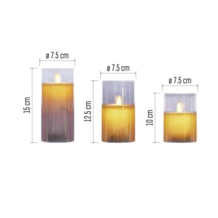 Setti: 3 kpl LED-kynttilöitä, paristokäyttö (6xAA)