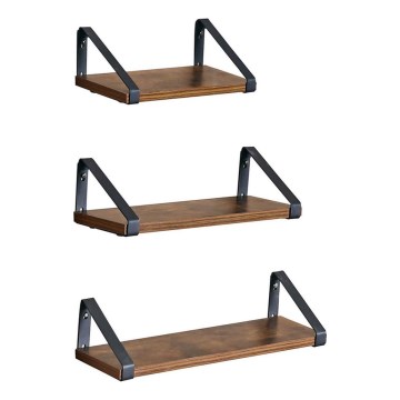 Setti 3 kpl seinähyllyjä SHELFY, ruskea/musta