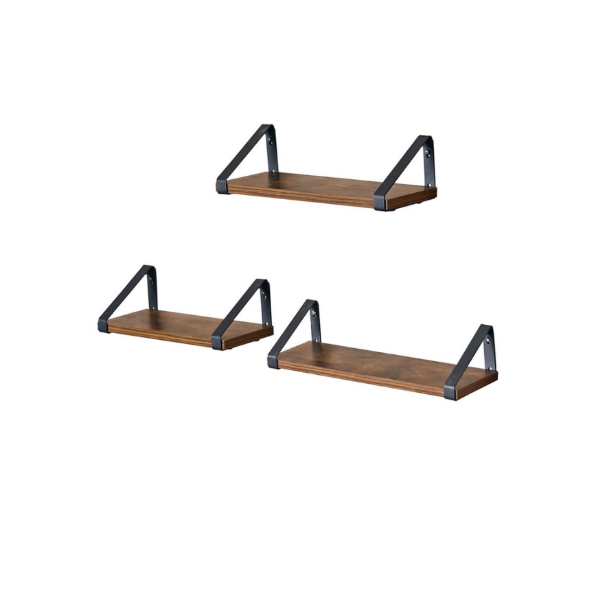 Setti 3 kpl seinähyllyjä SHELFY, ruskea/musta