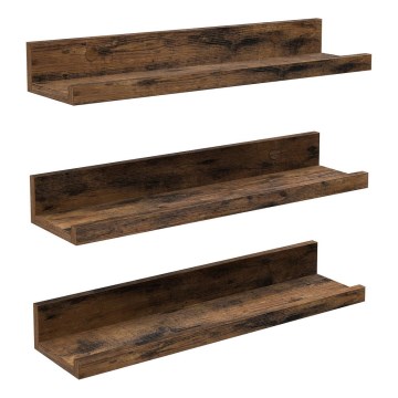 Setti 3 kpl SHELFY-seinähyllyjä, ruskea