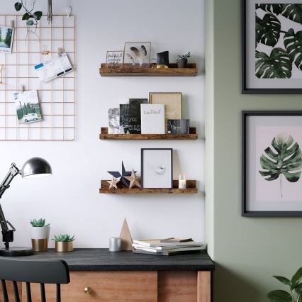 Setti 3 kpl SHELFY-seinähyllyjä, ruskea