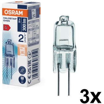 Setti 3 kpl uunilamppuja HALOSTAR G4/20W/12V 2700K - Osram