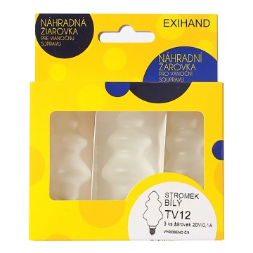 SETTI 3 x Vaihtolamppu TREE E10/20V/0,1A valkoinen Valmistettu EU