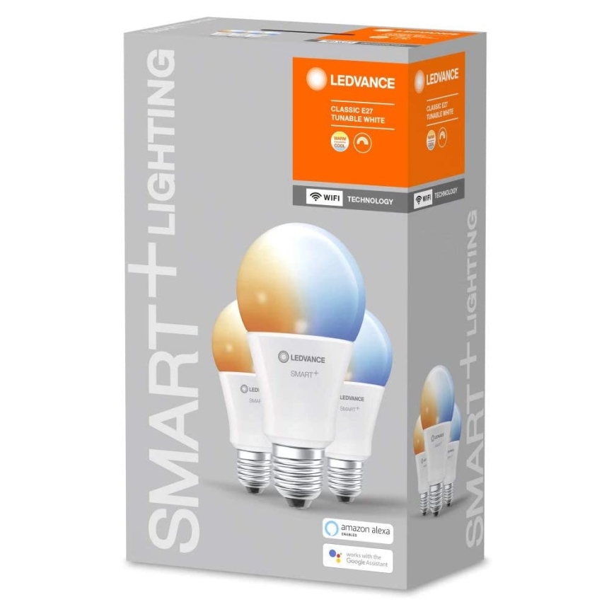SETTI 3x Himmennettevä LED-polttimo SMART+ E27/14W/230V 2700K-6500K Wi-Fi - Ledvance