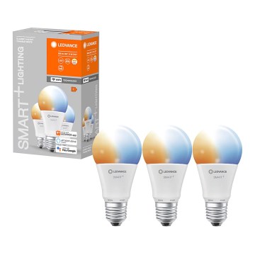 SETTI 3x Himmennettevä LED-polttimo SMART+ E27/9W/230V 2700K-6500K Wi-Fi - Ledvance
