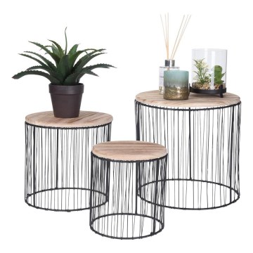 SETTI 3x Kukkaisteline halkaisijaltaan 19/23/28 cm musta/beige