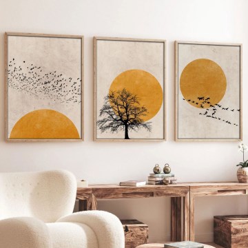 SETTI 3x Kuva valokuvakehyksessä 50x70 cm beige/keltainen