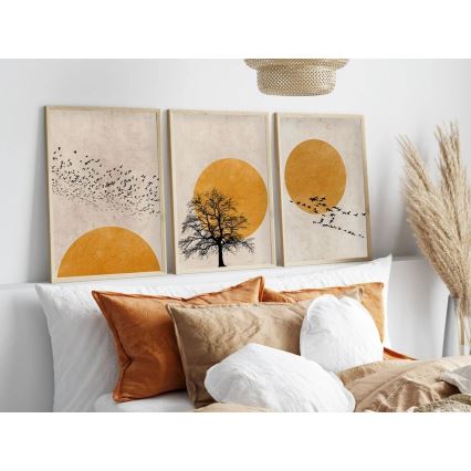 SETTI 3x Kuva valokuvakehyksessä 50x70 cm beige/keltainen