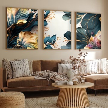 SETTI 3x Kuva valokuvakehyksessä 50x70 cm kasvit