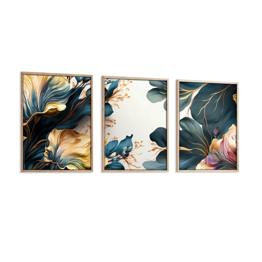 SETTI 3x Kuva valokuvakehyksessä 50x70 cm kasvit