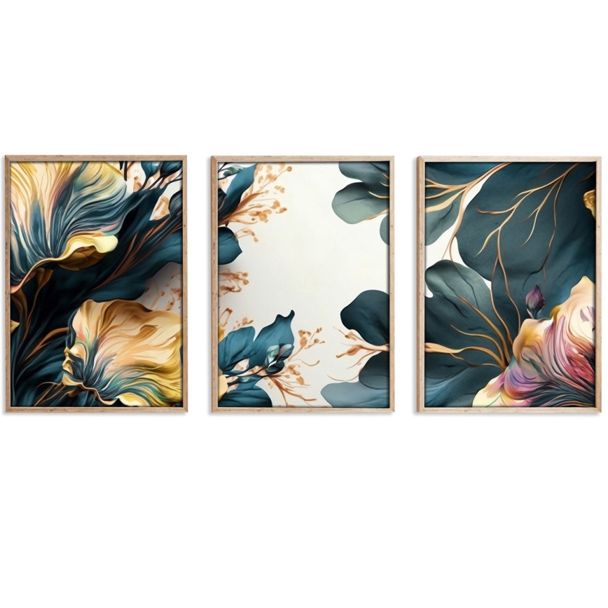 SETTI 3x Kuva valokuvakehyksessä 50x70 cm kasvit