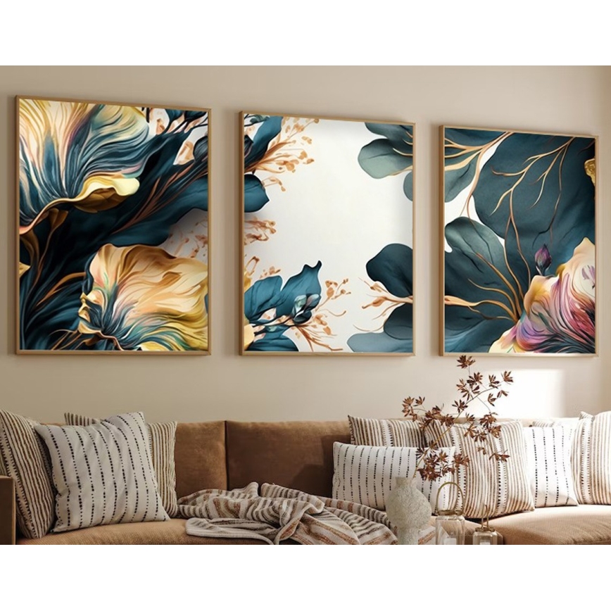SETTI 3x Kuva valokuvakehyksessä 50x70 cm kasvit