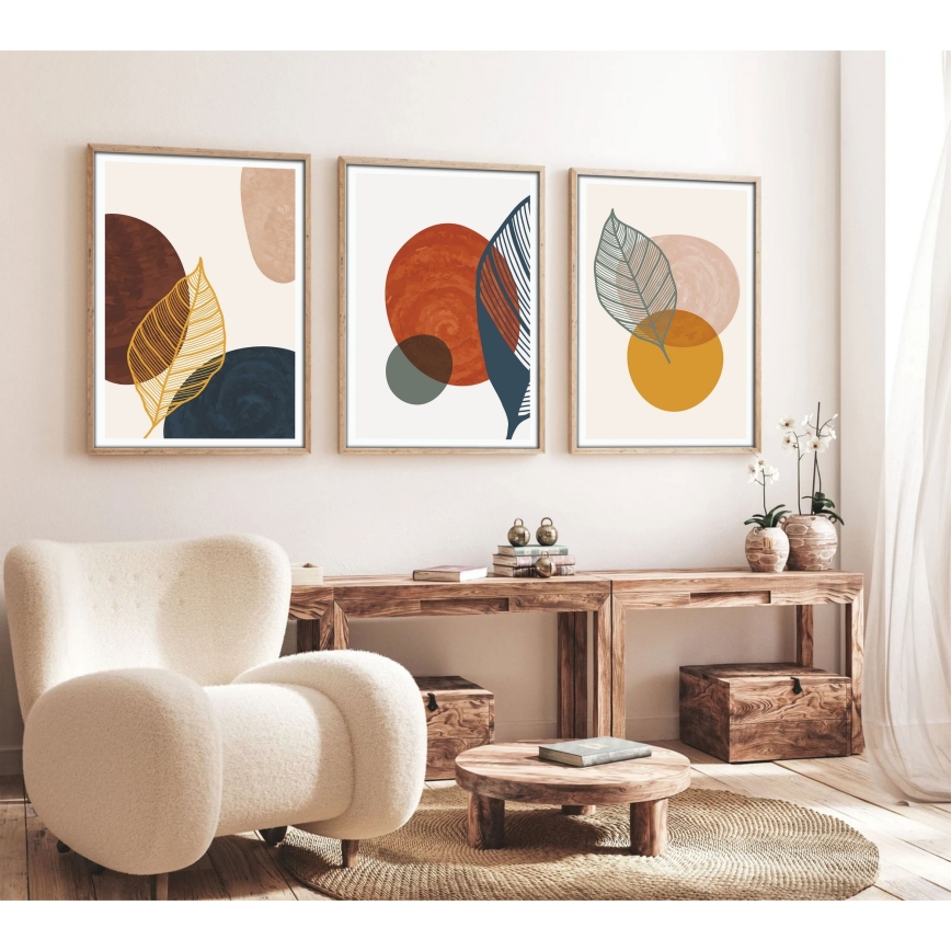 SETTI 3x Kuva valokuvakehyksessä 50x70 cm värikäs