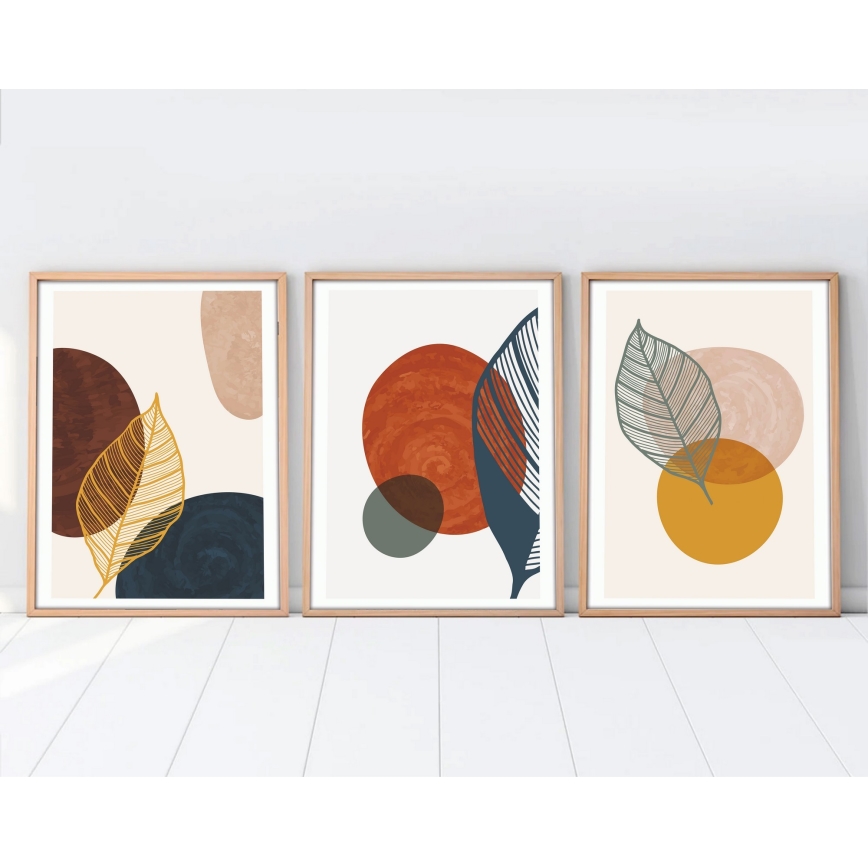 SETTI 3x Kuva valokuvakehyksessä 50x70 cm värikäs