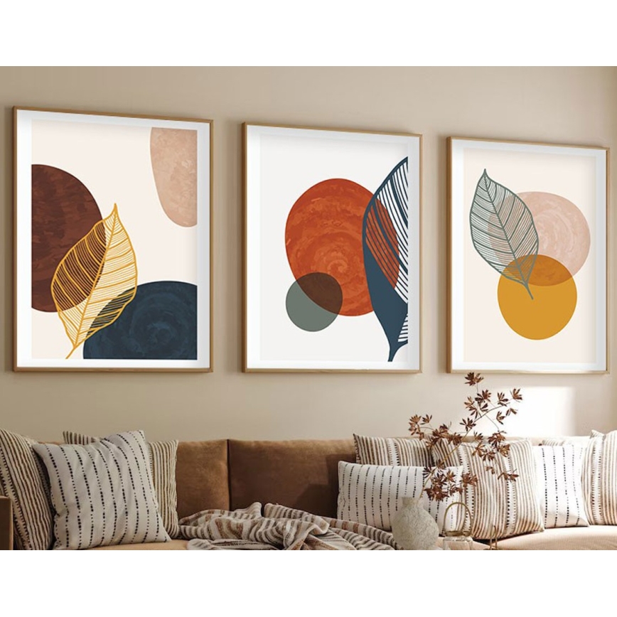 SETTI 3x Kuva valokuvakehyksessä 50x70 cm värikäs