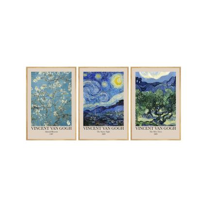 SETTI 3x Kuva valokuvakehyksessä 50x70 cm Vincent van Gogh