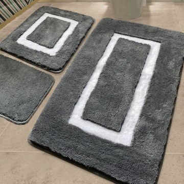 SETTI 3x Kylpyhuonematto 60/60/100 cm antrasiitti