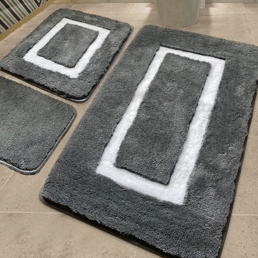 SETTI 3x Kylpyhuonematto 60/60/100 cm antrasiitti