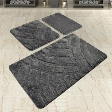 SETTI 3x Kylpyhuonematto ALYA 60/60/100 cm antrasiitti