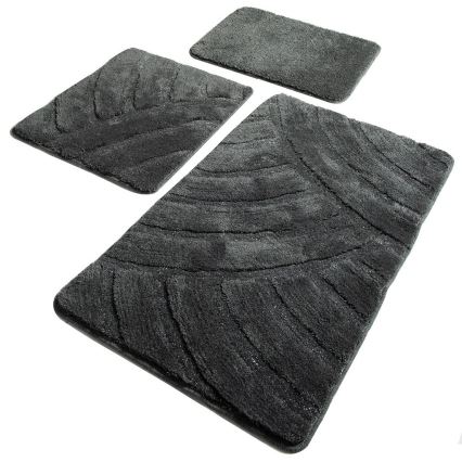 SETTI 3x Kylpyhuonematto ALYA 60/60/100 cm antrasiitti