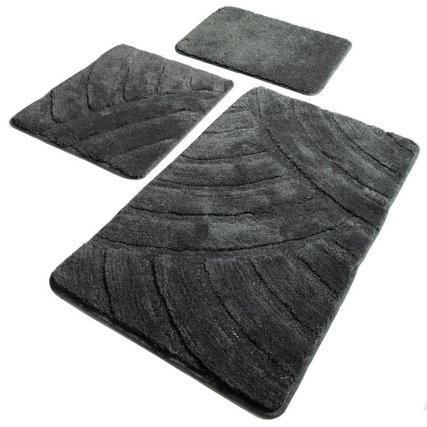 SETTI 3x Kylpyhuonematto ALYA 60/60/100 cm antrasiitti