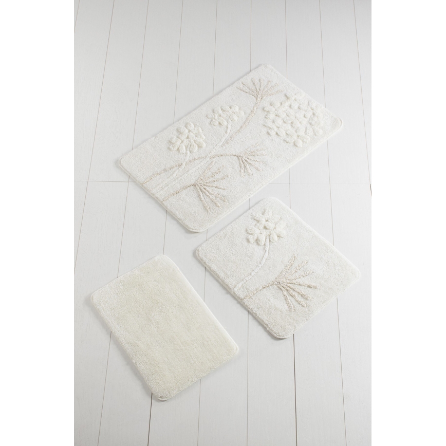 SETTI 3x Kylpyhuonematto ORKIDE 60/60/100 cm beige