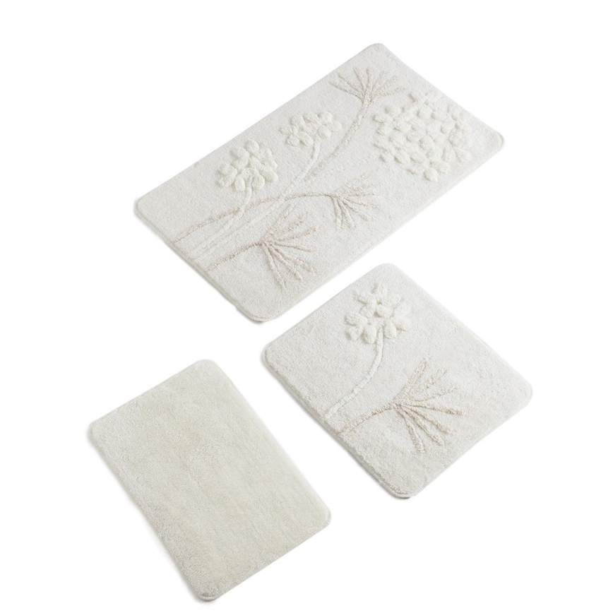 SETTI 3x Kylpyhuonematto ORKIDE 60/60/100 cm beige