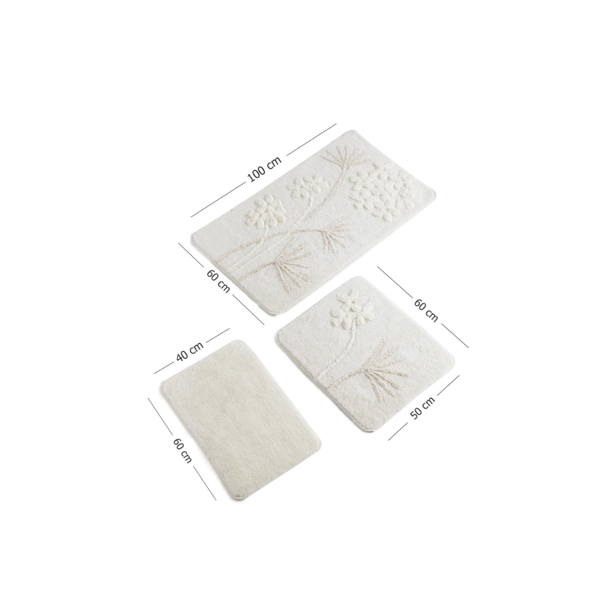 SETTI 3x Kylpyhuonematto ORKIDE 60/60/100 cm beige