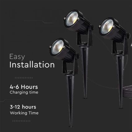 SETTI 3x LED aurinkokennolamppu ulkokäyttöön 3xLED/1,2W/3,7V IP65 3000K