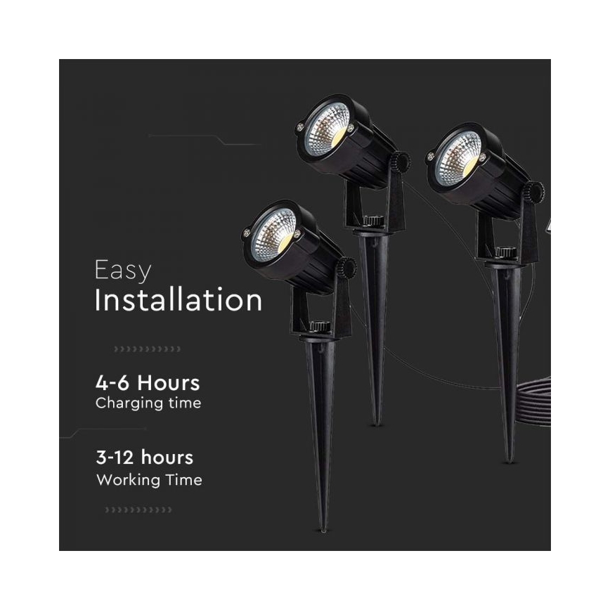 SETTI 3x LED aurinkokennolamppu ulkokäyttöön 3xLED/1,2W/3,7V IP65 3000K