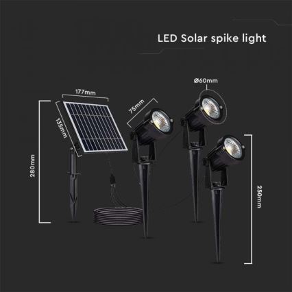 SETTI 3x LED aurinkokennolamppu ulkokäyttöön 3xLED/1,2W/3,7V IP65 3000K