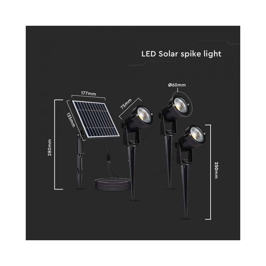 SETTI 3x LED aurinkokennolamppu ulkokäyttöön 3xLED/1,2W/3,7V IP65 3000K