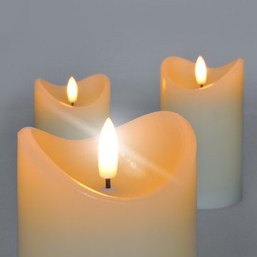 SETTI 3x LED Luonnonvahakynttilä LED/3xAAA/lämpimänvalkoinen