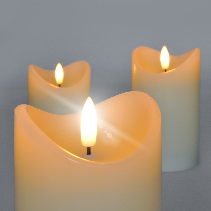 SETTI 3x LED Luonnonvahakynttilä LED/3xAAA/lämpimänvalkoinen