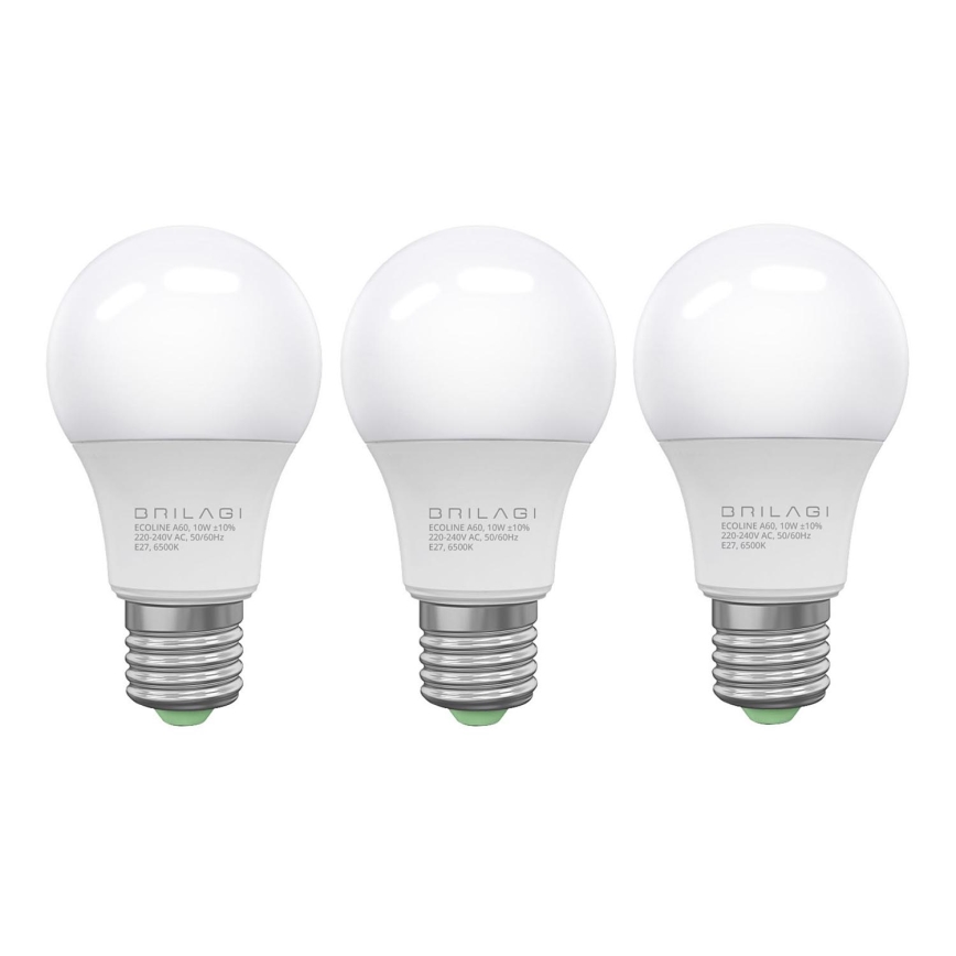 SETTI 3x LED-polttimo ECOLINE A60 E27/10W/230V 6500K - Brilagi