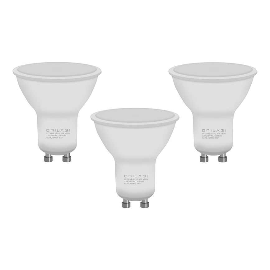 SETTI 3x LED-polttimo ECOLINE GU10/6W/230V 4000K - Brilagi
